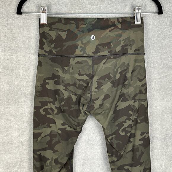Lululemon Wunder Under Leggings Womens 6 Green Camo High Rise Crop Luxtreme Gym - Picture 5 of 12